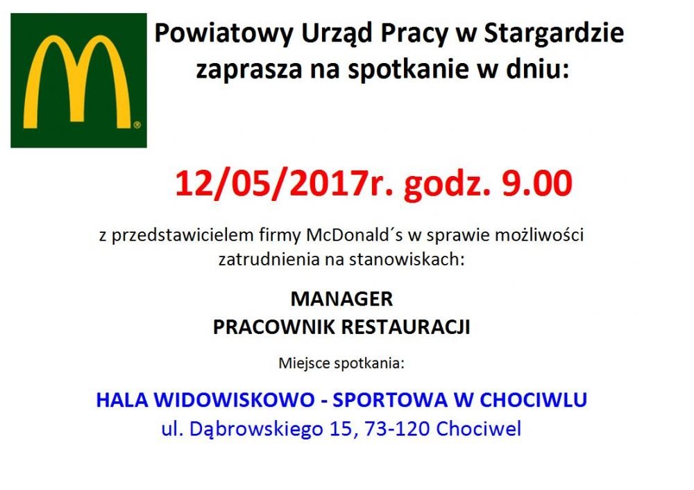 Ogłoszenie o naborze do McDonald's