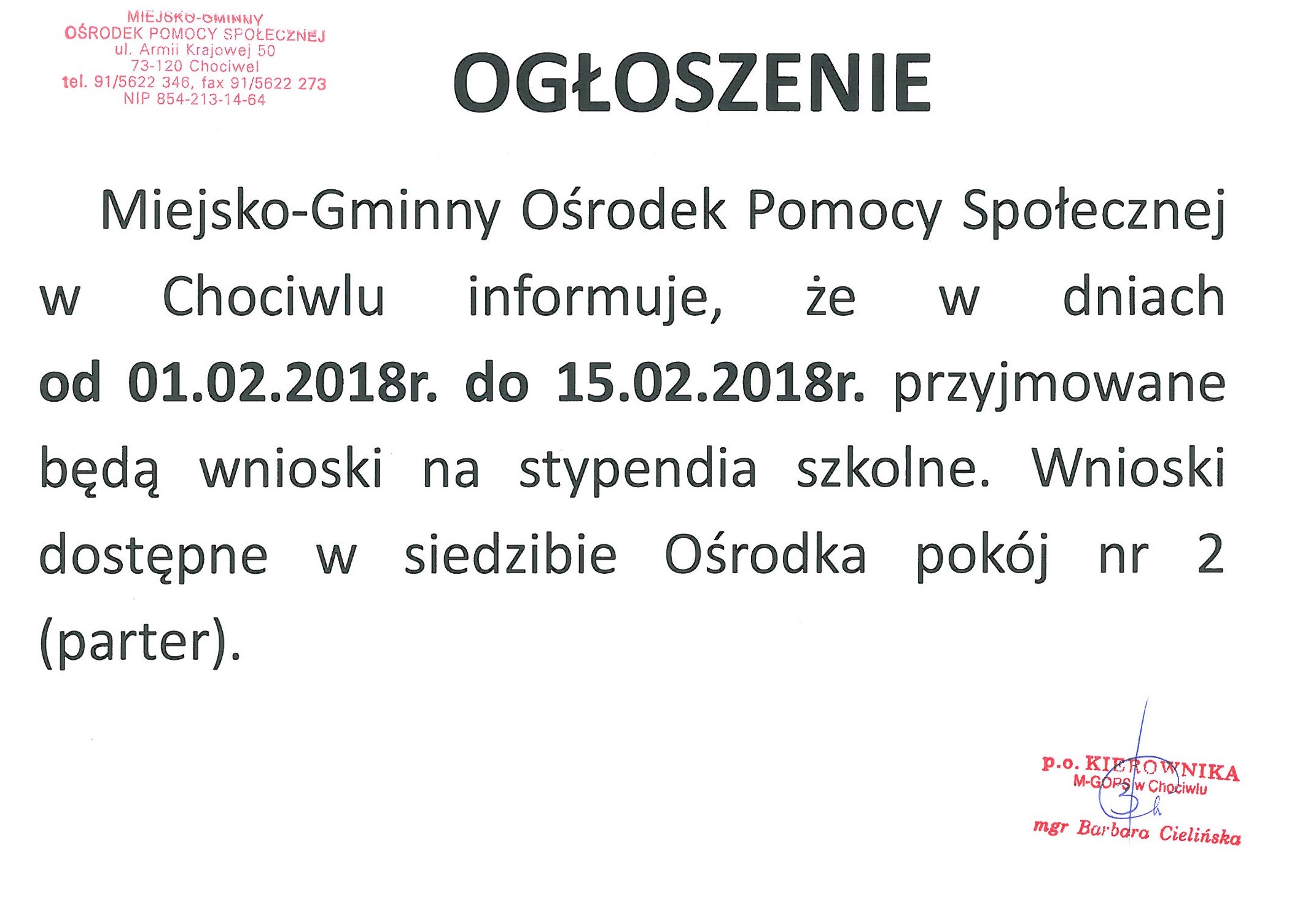 Ogłoszenie MGOPS