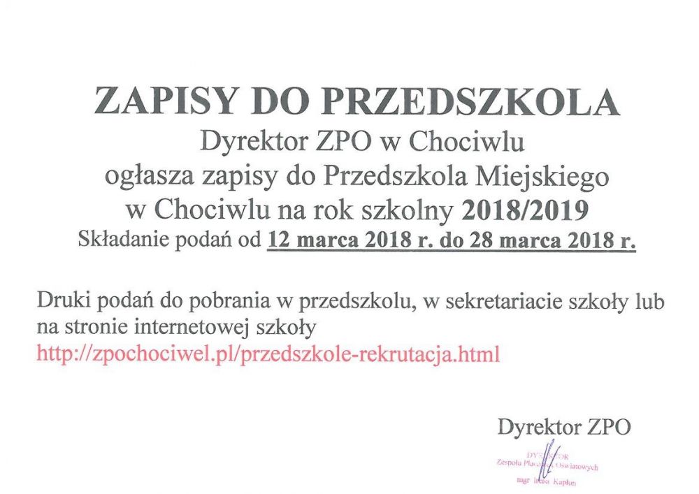 zapisy przedszkole