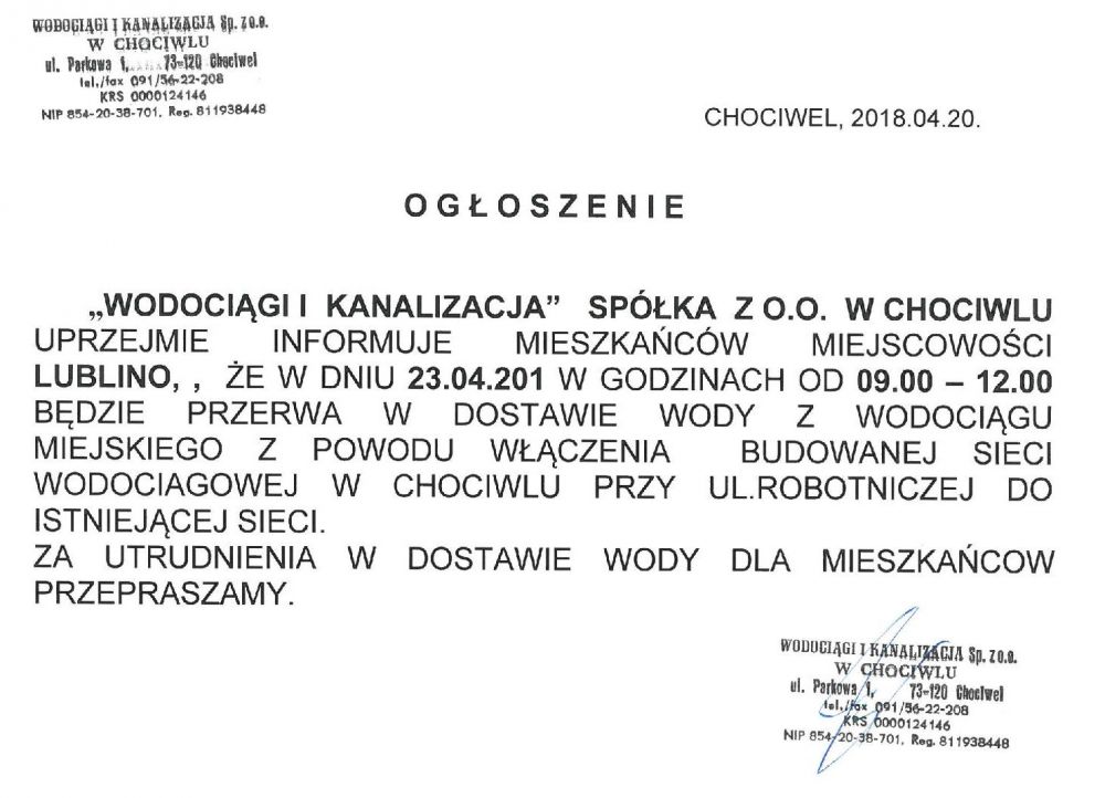 Treść ogłoszenia - Lisowo