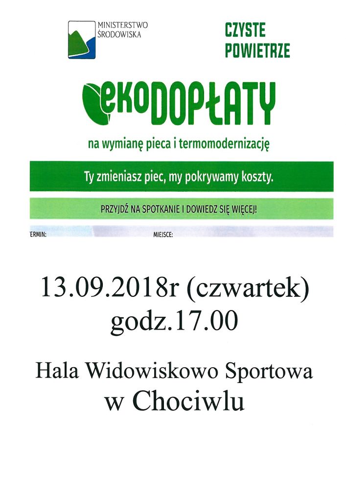 Ministerstwo Środowiska zaprasza na spotkanie informacyjne w sprawie ekoDOPŁAT.