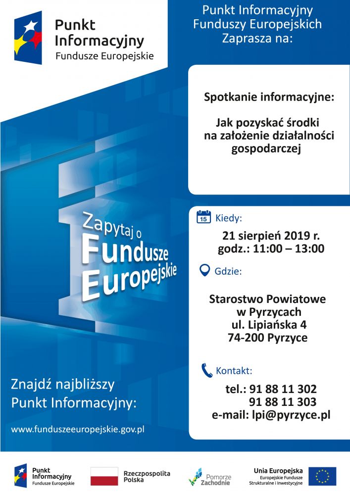 Jak pozyskać środki na założenie działalności gospodarczej - spotkanie informacyjne w Pyrzycach