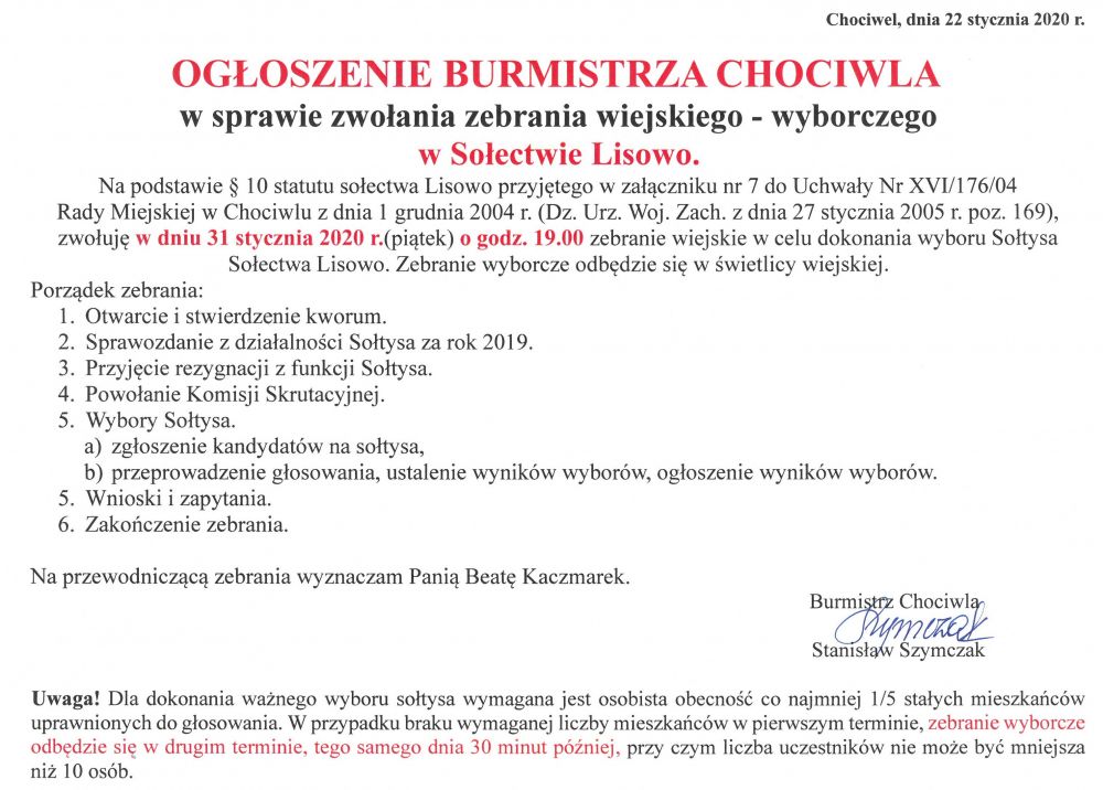 Zebranie wyborcze w Lisowie