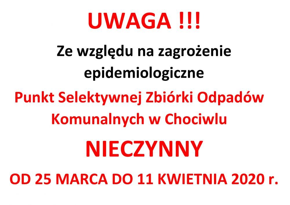 Czasowa przerwa w działaniu PSZOK-u 