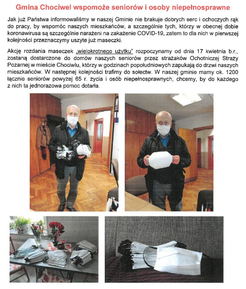 Gmina Chociwel wspomoże seniorów i osoby niepełnosprawne