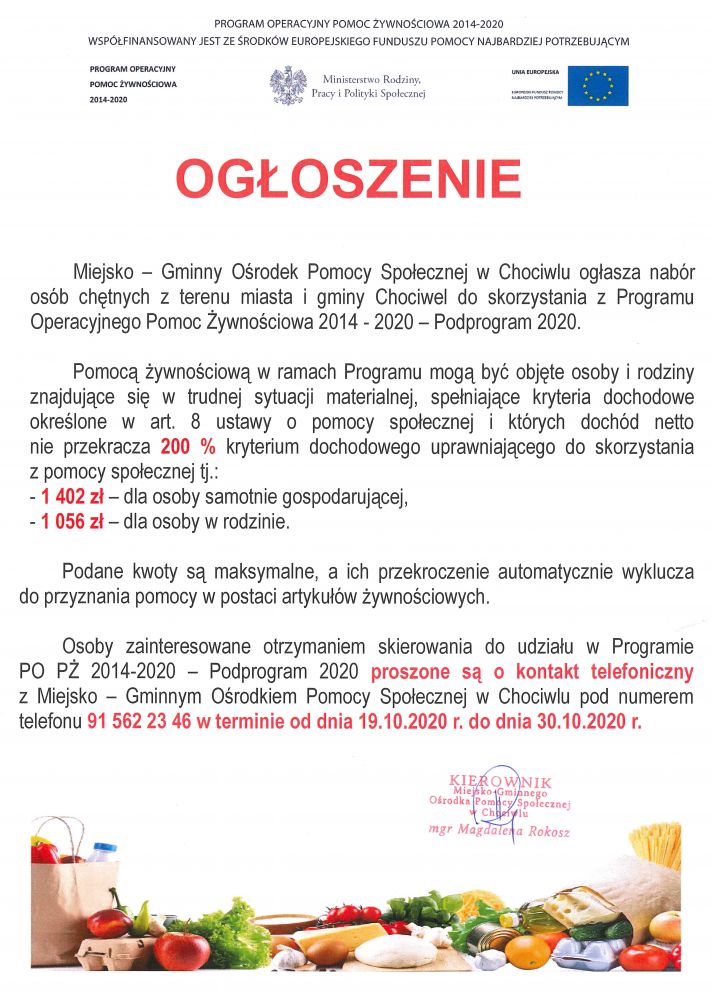 Program Operacyjny Pomoc Żywnościowa 2014-2020