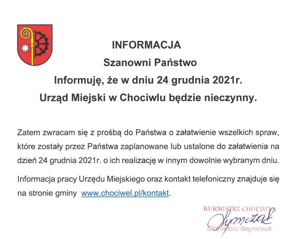 Informacja dla mieszkańców