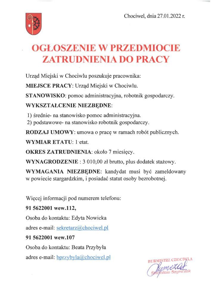 Ogłoszenie o pracy