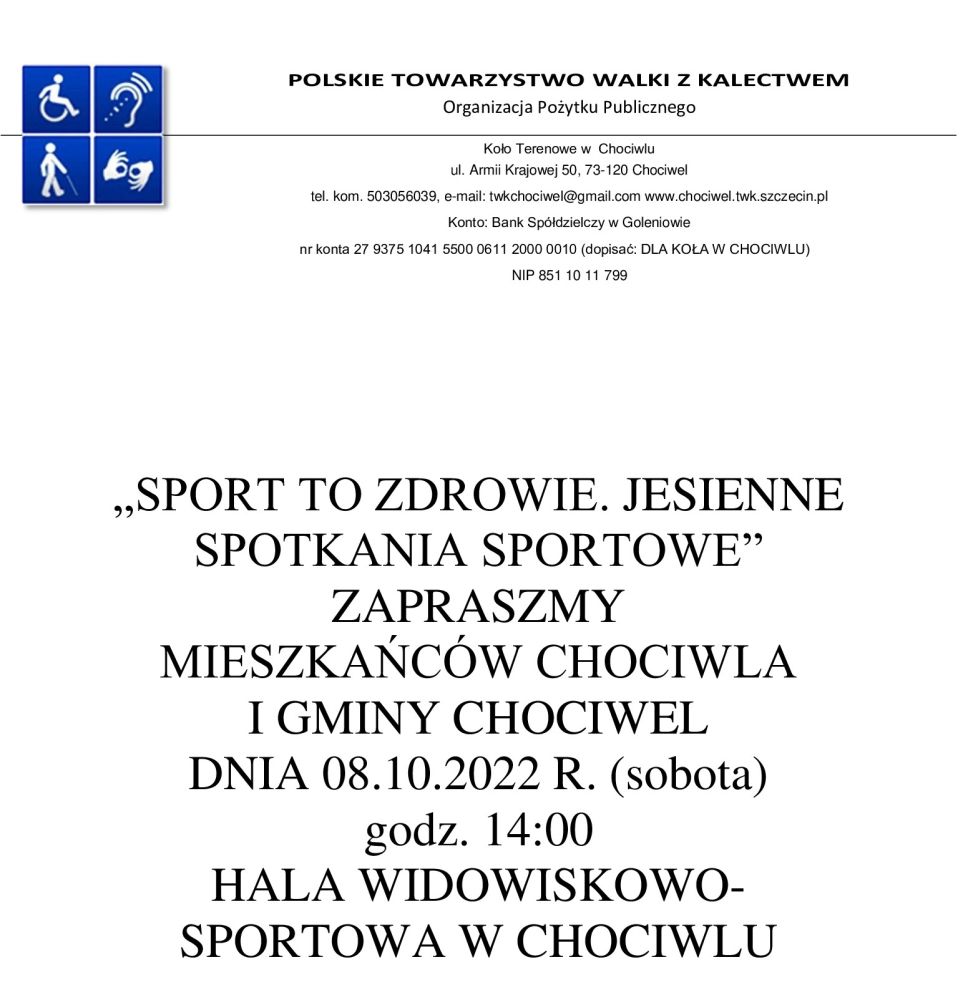 Zaproszenie na "Jesienne spotkania sportowe"