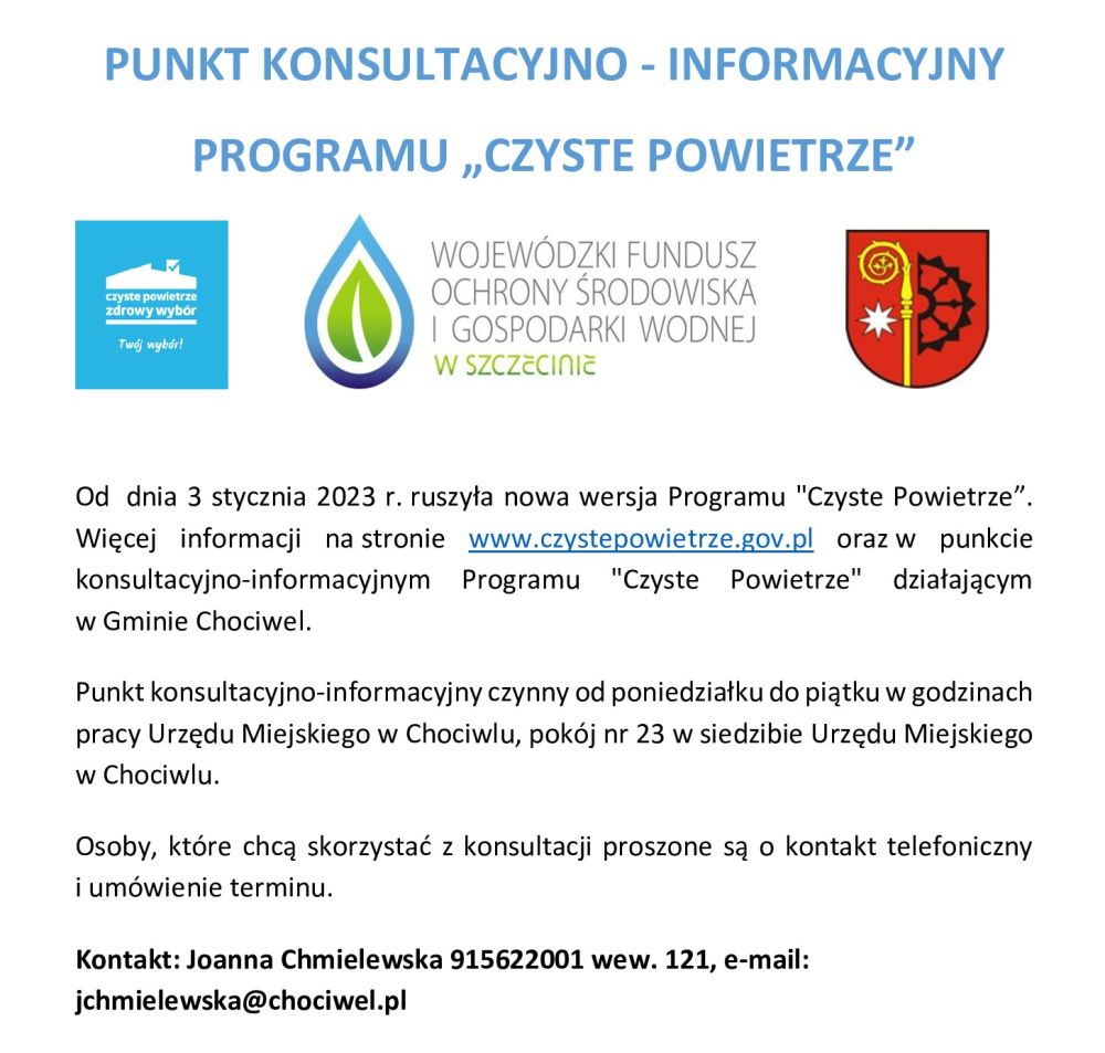 Punkt konsultacyjno-informacyjny Programu "Czyste Powietrze"