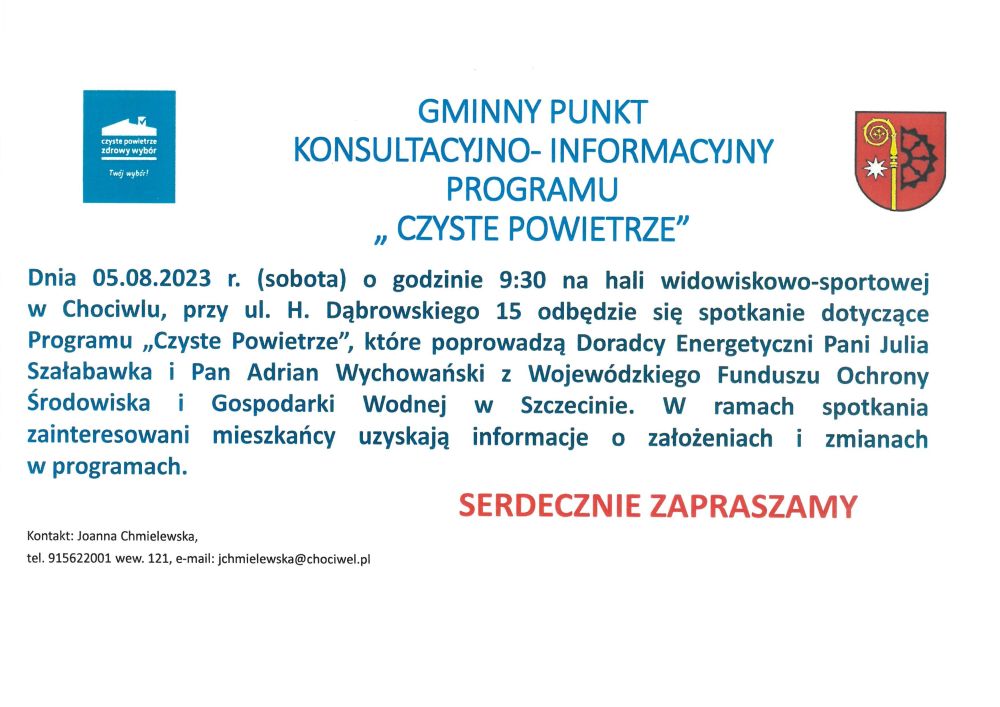 Gminny Punkt Konsultacyjno-Informacyjny programu "Czyste Powietrze"