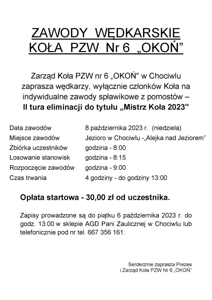 Zapraszamy na II turę eliminacji do tytułu "Mistrz Koła 2023"