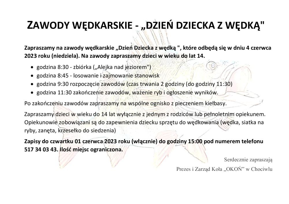 Zawody wędkarskie  - „Dzień Dziecka z wędką" 