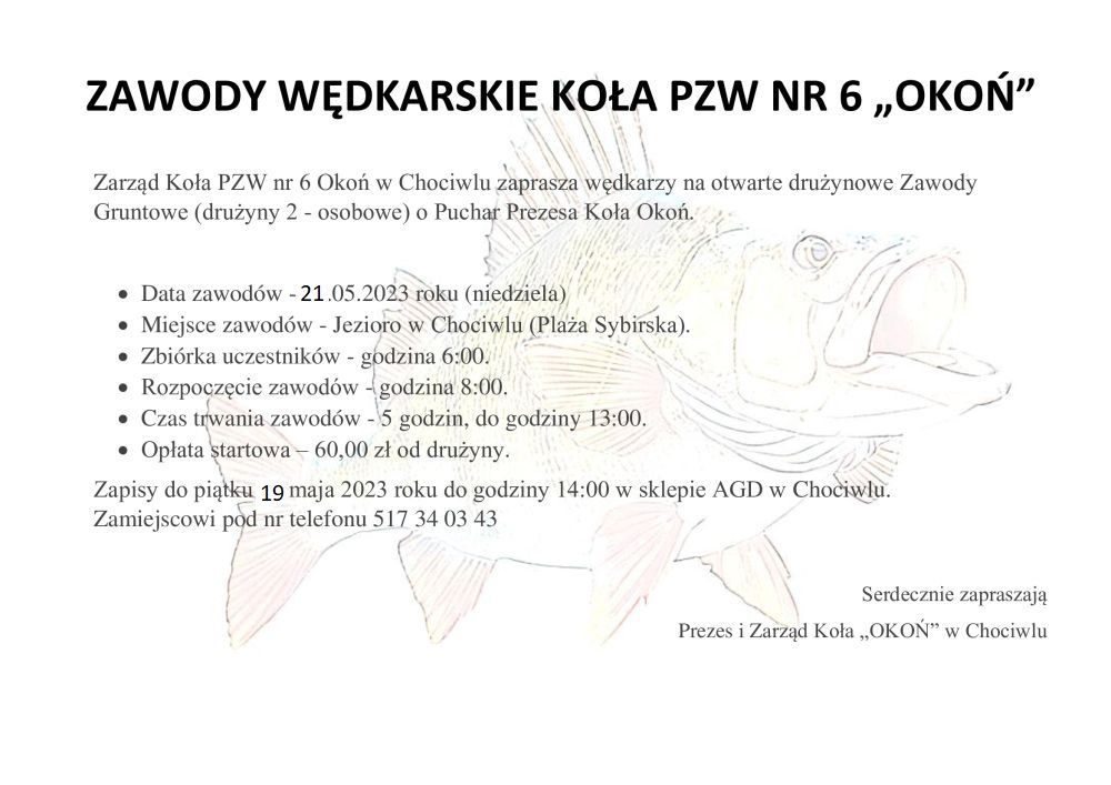 Zaproszenie na zawody wędkarskie