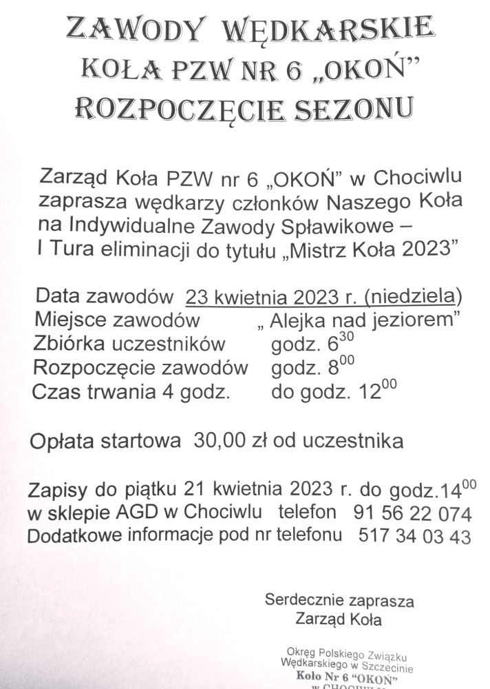 Zaproszenie na zawody wędkarskie