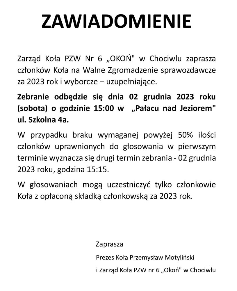 Zawiadomienie o zebraniu