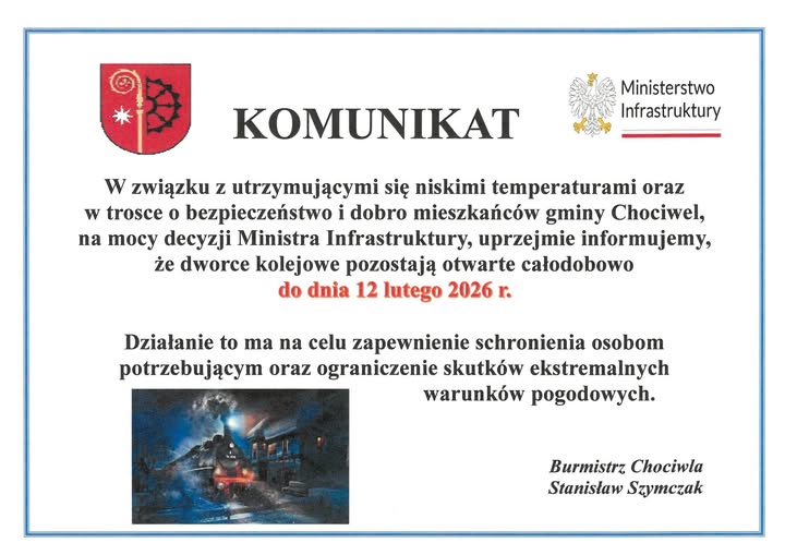 Komunikat - otwarte dworce kolejowe