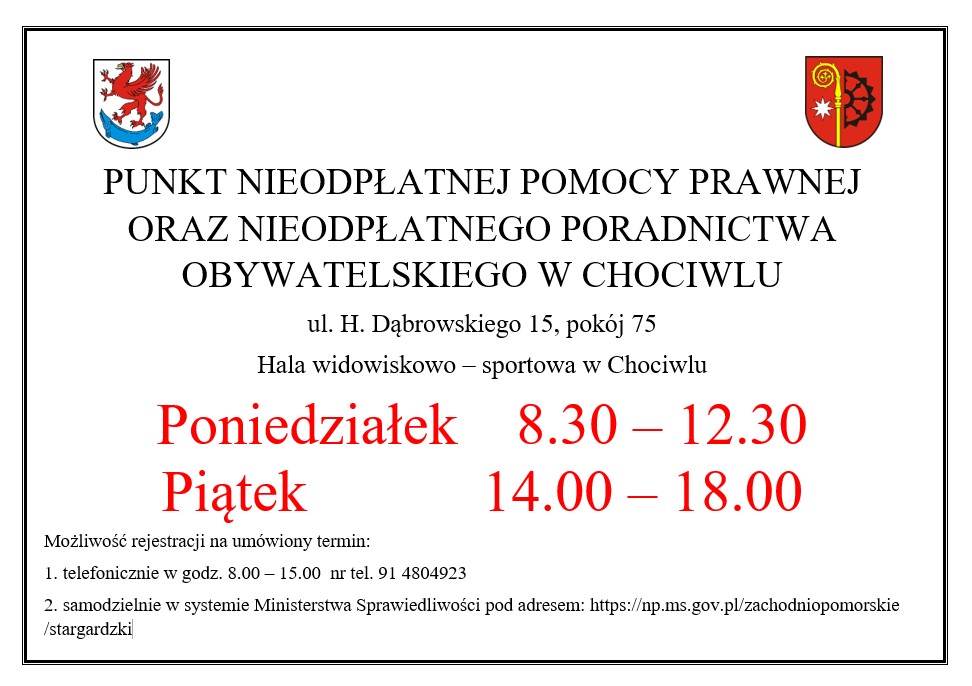 Punkt Nieodpłatnej Pomocy Prawnej w Chociwlu