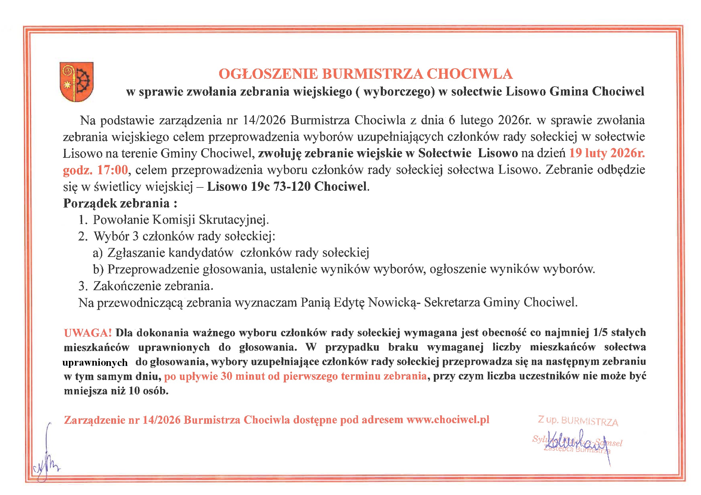 Zebranie wiejskie w sołectwie Lisowo