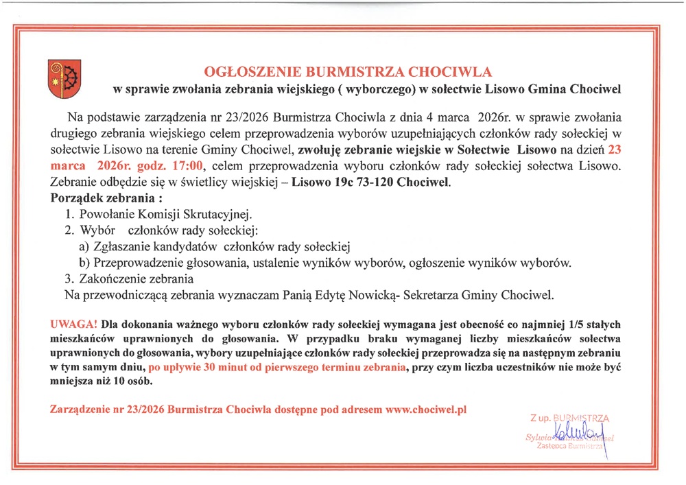 Zebranie wiejskie w sołectwie Lisowo