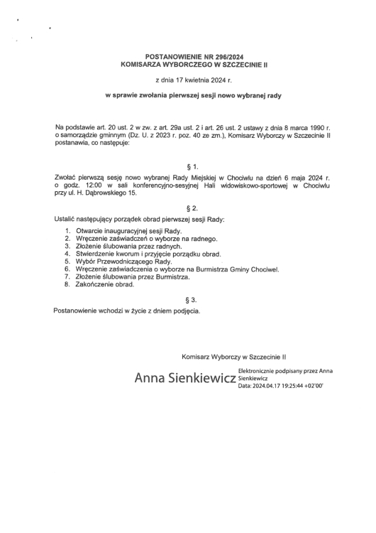 postanowienie komisarza wyborczego
