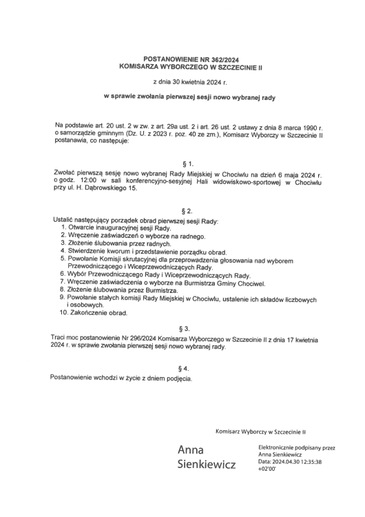 postanowienie komisarza wyborczego
